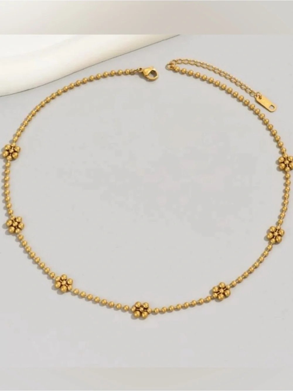 Gold Plated Stainless Steel Beaded Cluster Necklace